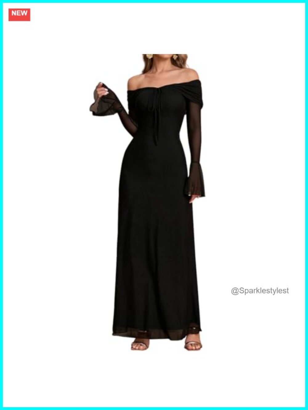 Off Shoulder Bodycon Maxi Dress Long Sleeve Formal Wedding Guest
